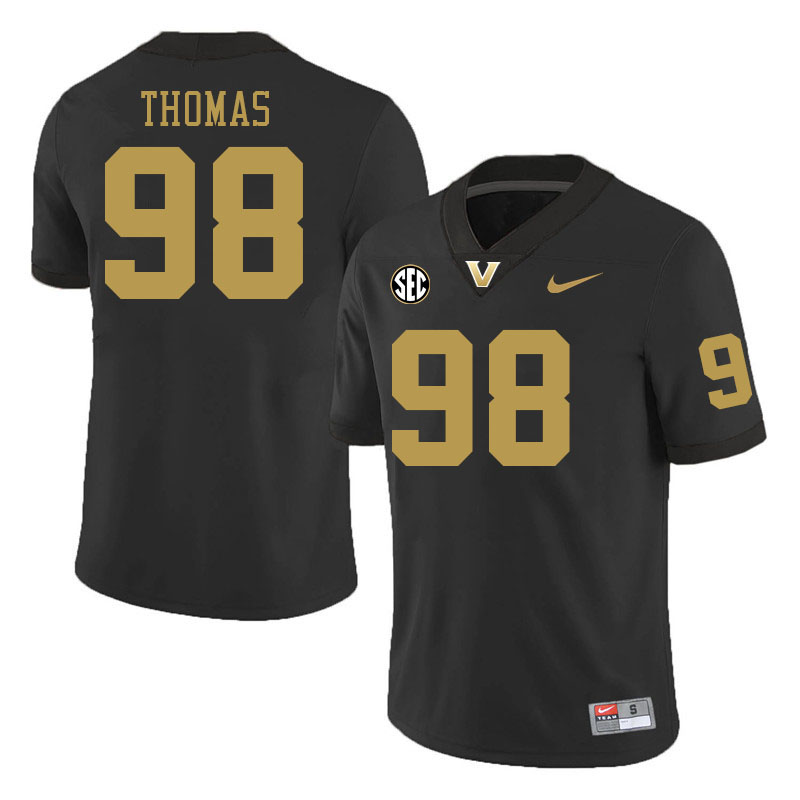 Vanderbilt Commodores #98 De'Marion Thomas College Football Jerseys 2024 Uniforms Stitched-Black